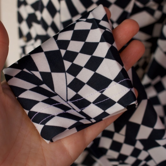 Vintage BEBE DISCO Black & White Checkered Long Sleeve Button Down Blouse - Picture 4 of 17